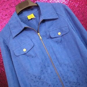 ROYAL BLUE JACKET 1X Ruby Rd Vintage Pockets Textured Bright Zip Spring Fall
